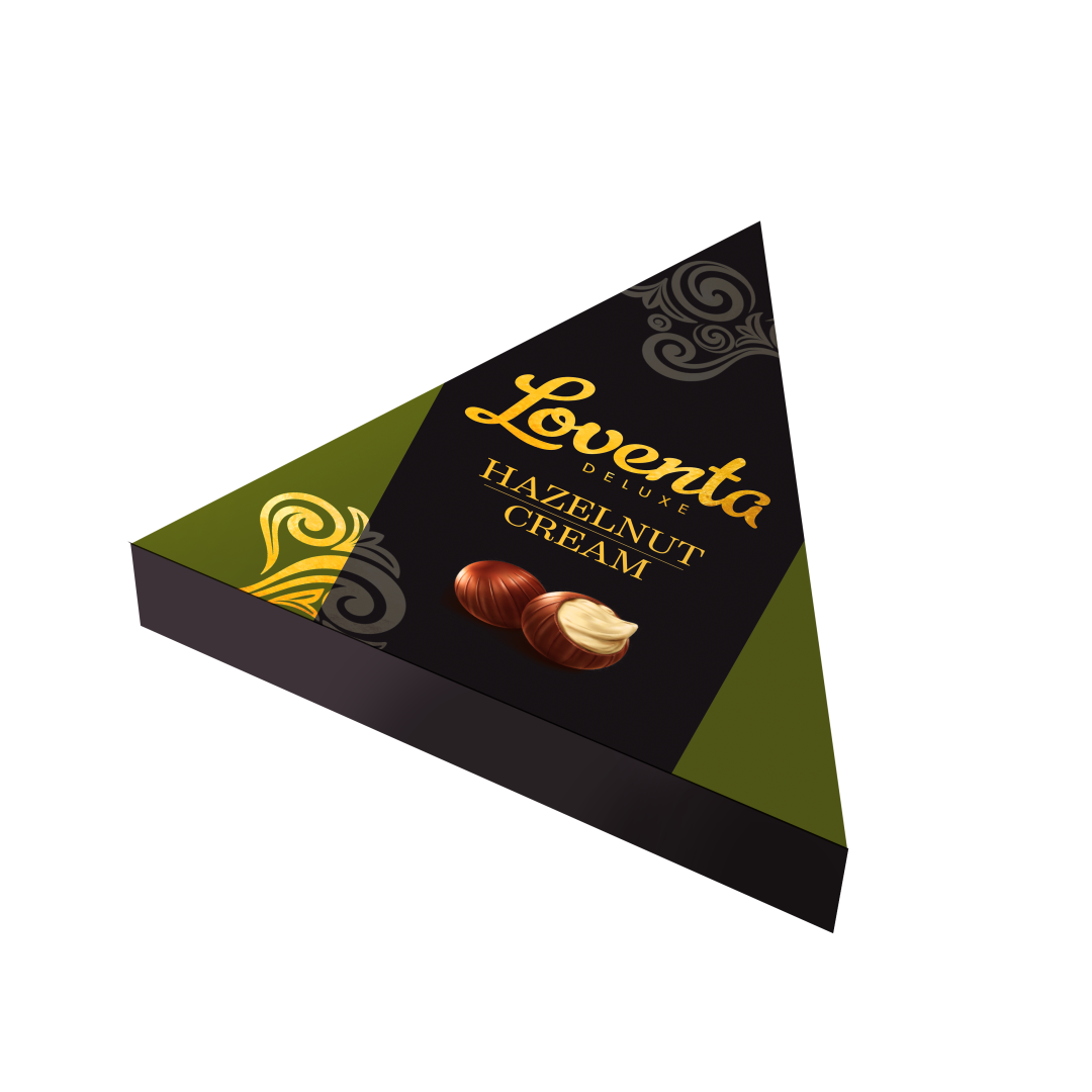 9861_TB Loventa Chocolate Pralines 110gr Hazelnut Cream Deluxe Triangle Box