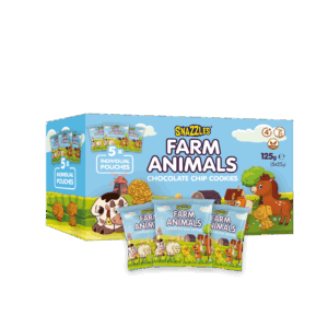 9871_TB Snazzles Standard Cookie 5x25gr Farm Animals Chocolate Chip