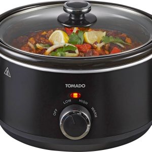 TOMADO Slowcooker, 3,5L, Glazen dekse